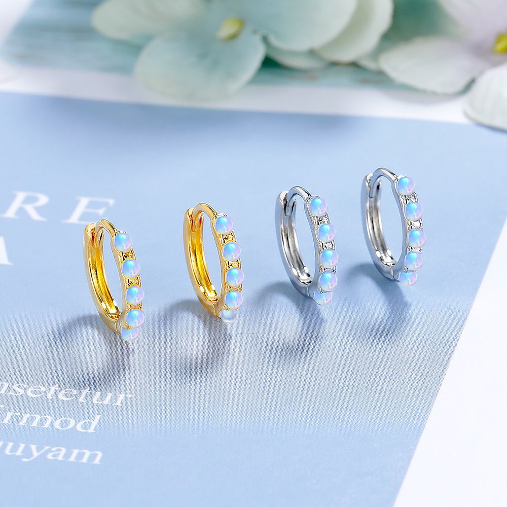 Opal Earrings Dangle - 925 فضة ضوء فاخر جولة الماس