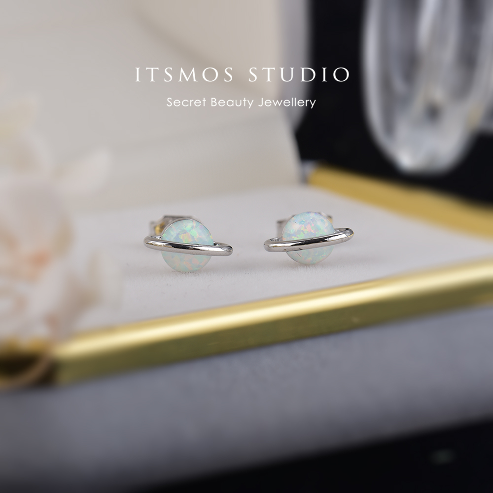 Opal Earrings Dangle - ITSMOS الأبيض النار العقيق الزركون كوكب