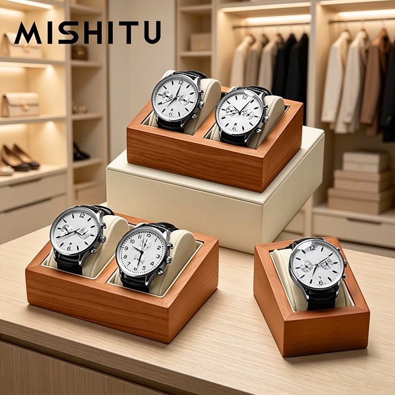 Jewelry Box With Watches - صندوق تخزين ساعات من الخشب الصلب