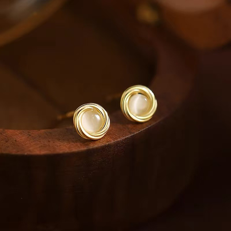 Opal Earrings Dangle - حقيقي 925 فضة أوبال جولة 14K