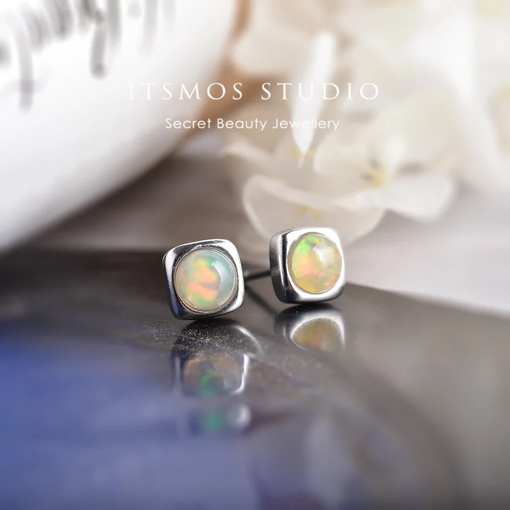 Opal Earrings Dangle - ITSMOS الثمينة أوبال أقراط الفضة آخر