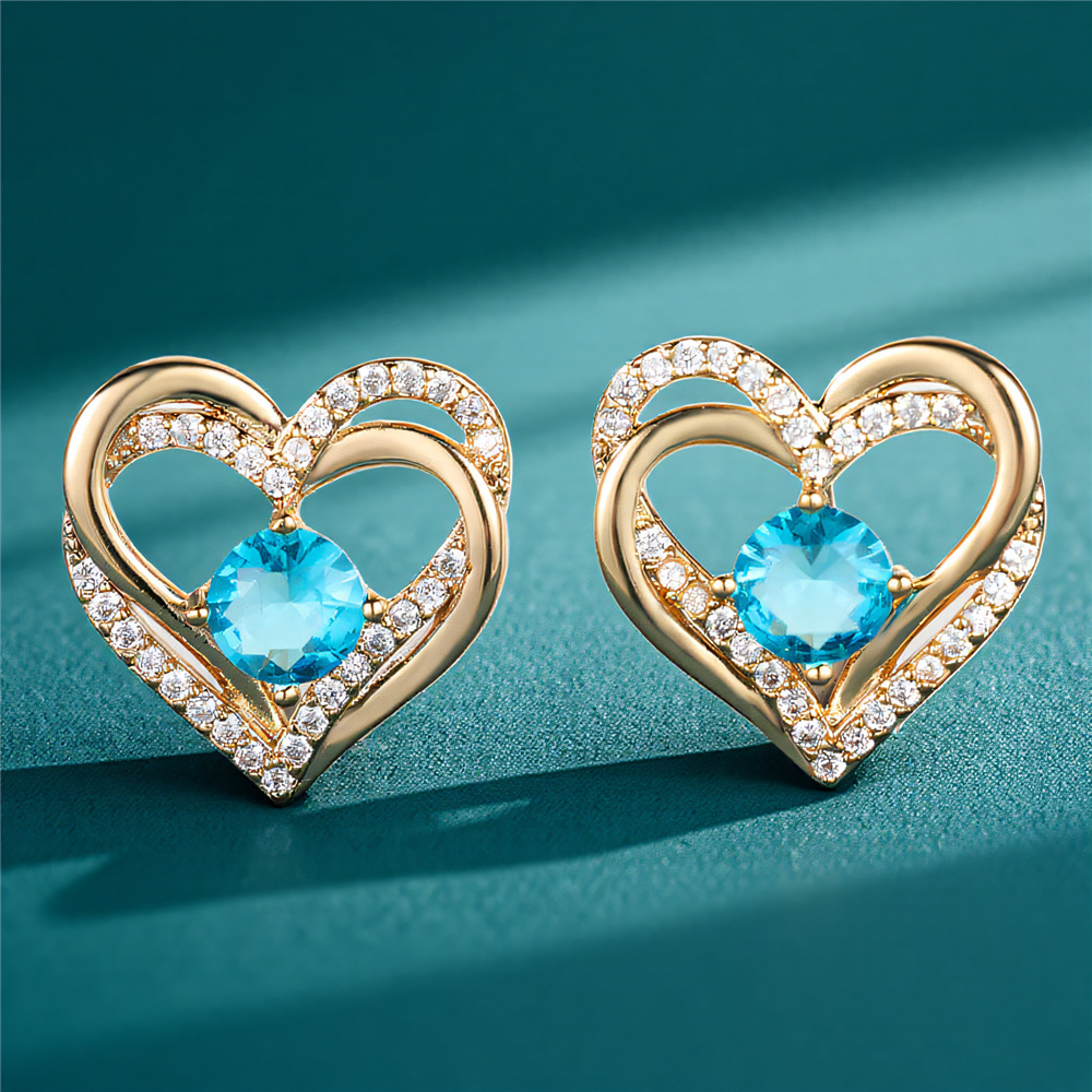 Opal Earrings Dangle - أقراط صغيرة من الزركون الأزرق المقطوع