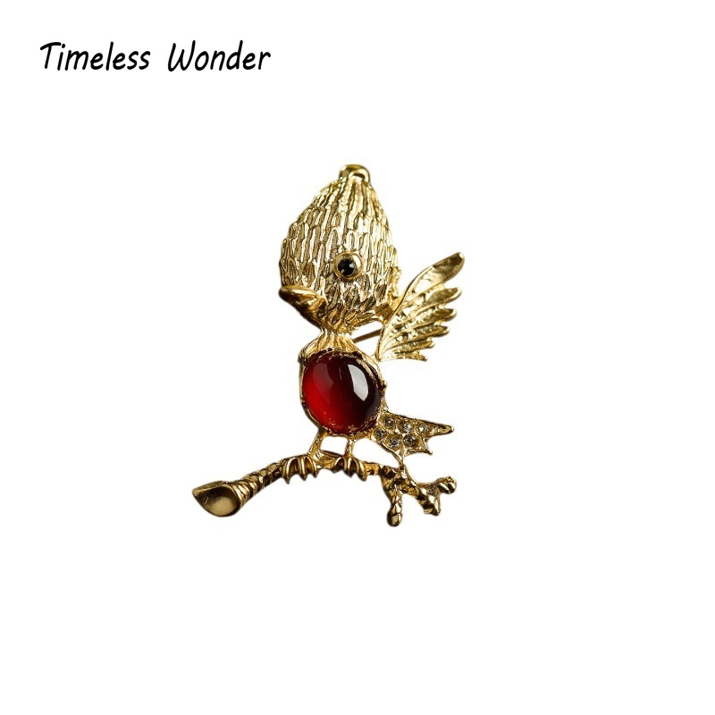 Vintage Brooch Pin - بروش على شكل طائر من الحجر
