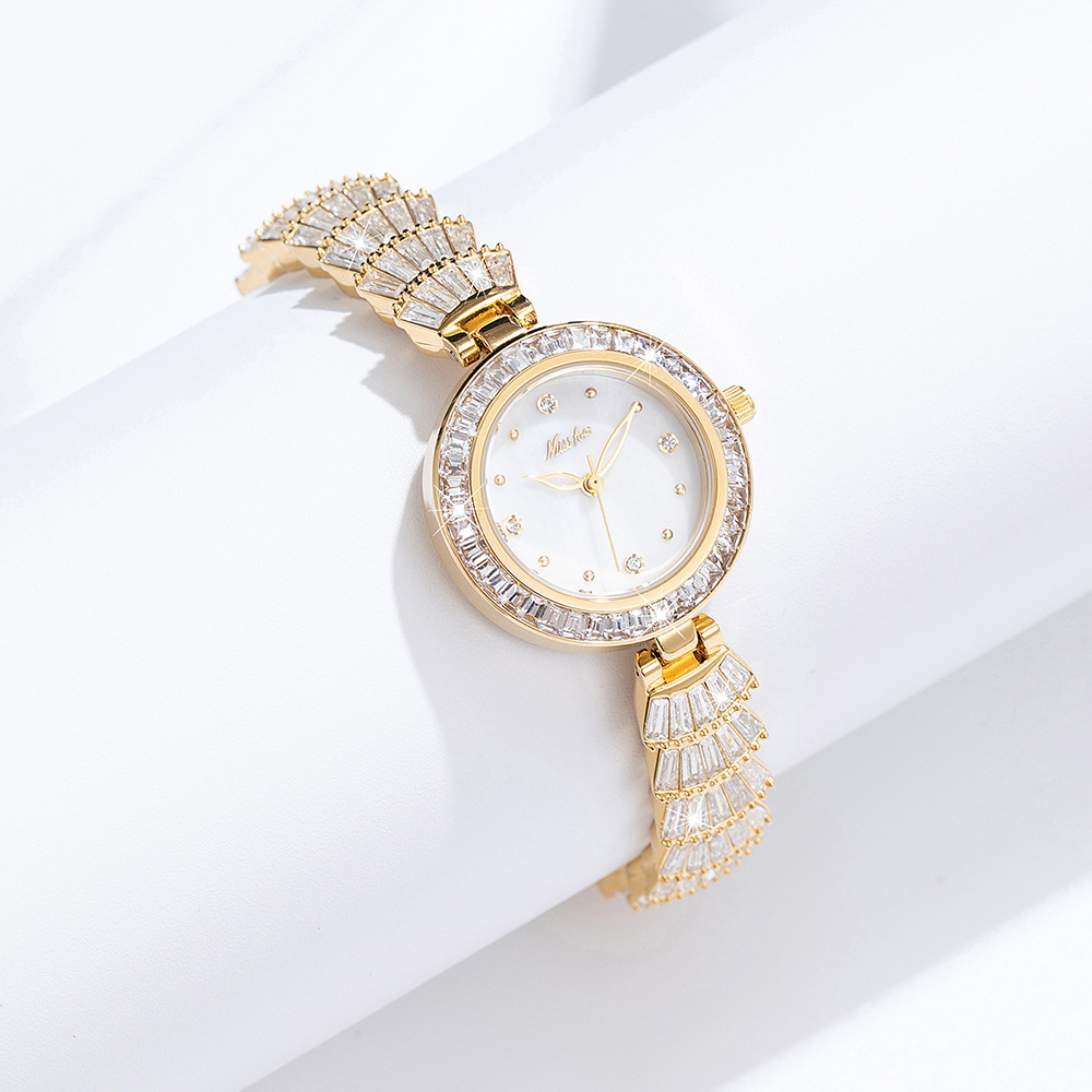 Jewelry Diamond Watches - ساعة كوارتز فاخرة فرنسية خفيفة للنساء