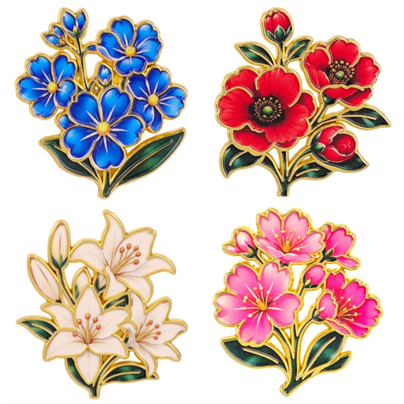 Vintage Brooch Pin - دبوس زخرفي مينا ملون بنمط زهور