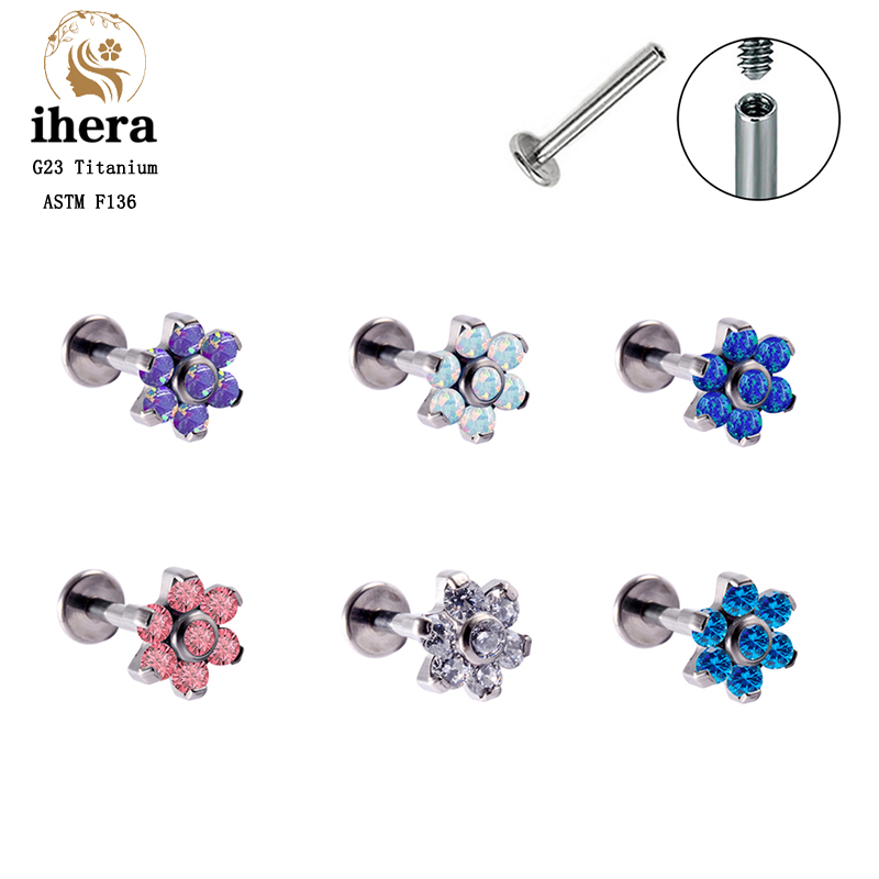 Opal Earrings Dangle - أقراط تيتانيوم G23 على شكل زهرة
