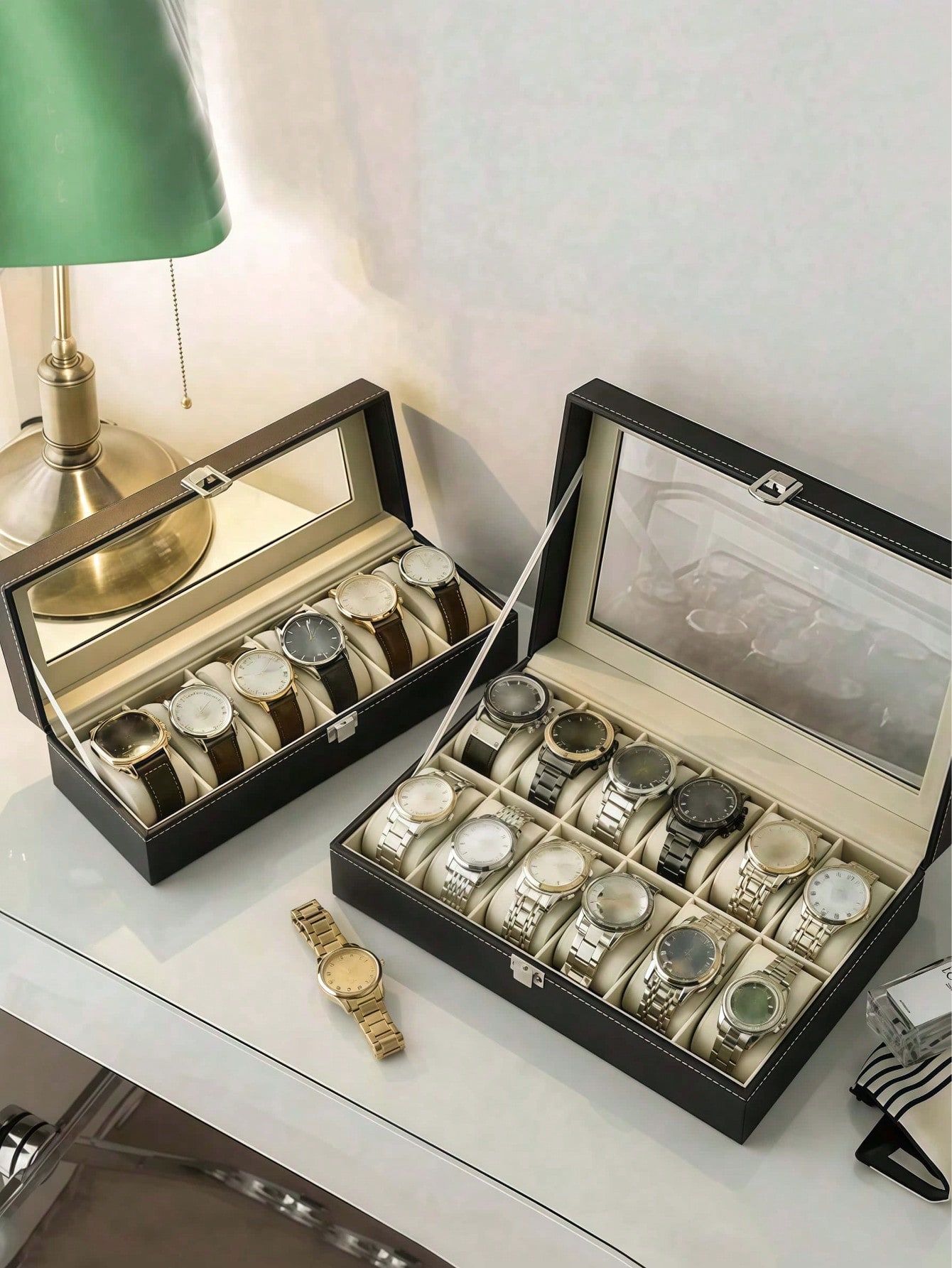 صندوق ساعات جلدي مع قفل، علبة  - مراجعة Jewelry Box With Watches وسعره
