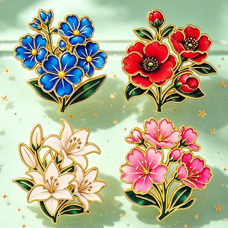 دبوس زخرفي مينا ملون بنمط زهور - مراجعة Vintage Brooch Pin وسعره