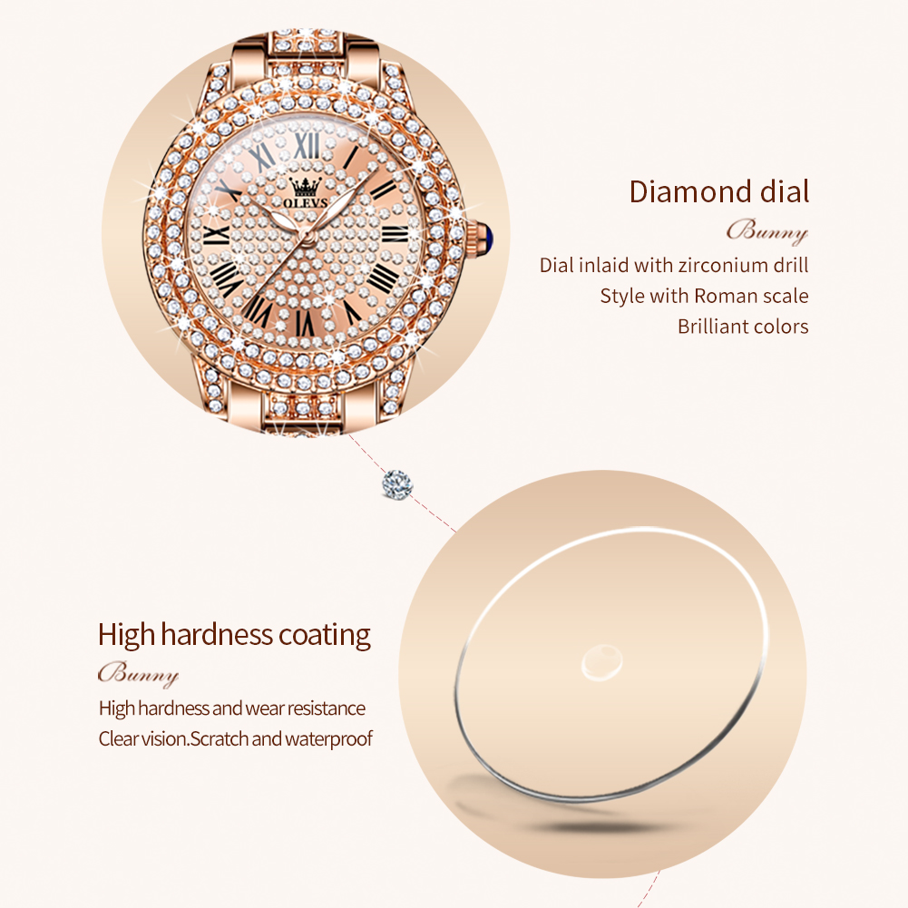 ساعة OLEVS 9943 كوارتز أصلية ف - مراجعة Jewelry Diamond Watches وسعره